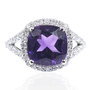 Amethyst Diamond Ring