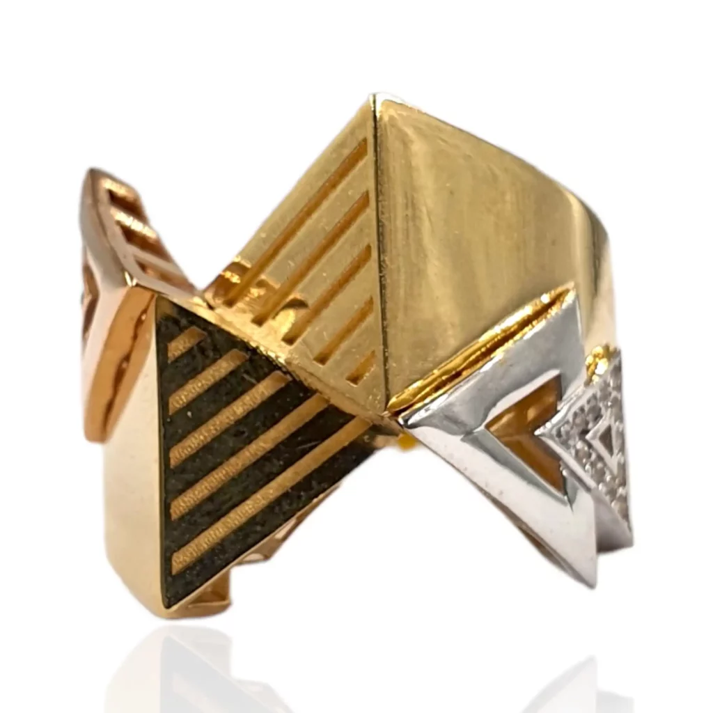 3 Tone Double Triangle Ring