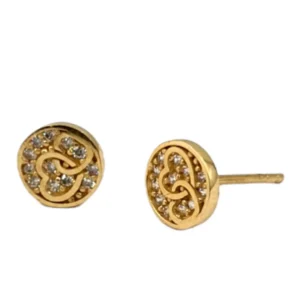 Duo Heart Charm Stud Earring