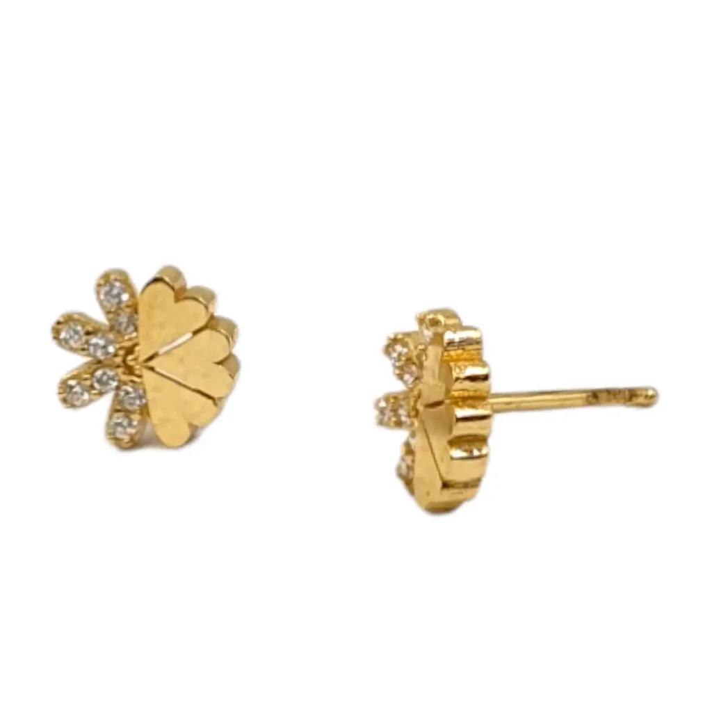 Fancy Flower Heart Stud Earring